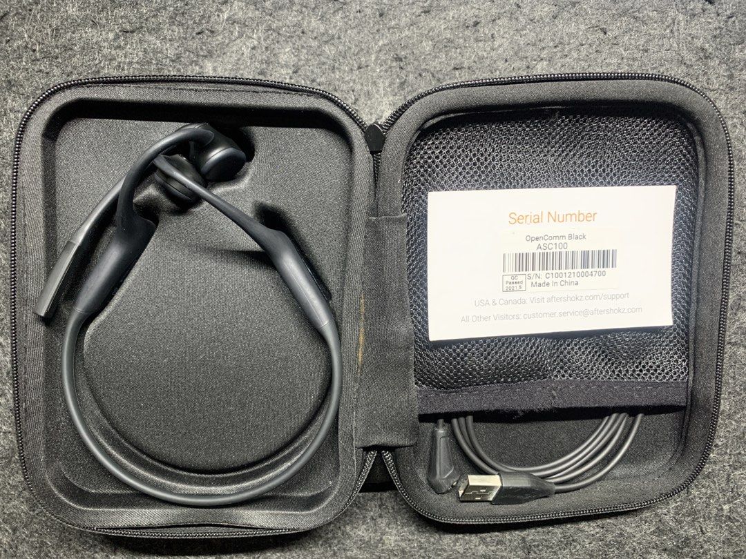 Aftershokz OpenComm ASC100 Bone Conduction Headphones (Category: Headphones & Headsets) located in Cainta. Submitted by Stanley71_ (Listing ID 1421835639, Image 1). Description: -OPENCOMM wireless headset (bone conduction) -SELDOM used as i have other Jabra headsets -PASSIVE noise cancellation -Runs 6-8 hrs -NO ISSUES as maingat po ako sa mga gadgets -TEST upon meet up to validate .