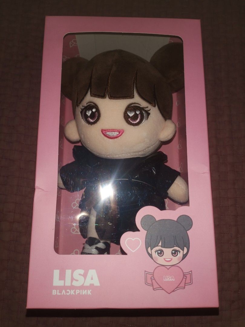 BLACKPINK LISA Plush Doll (Category: Plushies & Soft Toys) located in Davao. Submitted by paulinemarie13 (Listing ID 1421800289, Image 1). Description: - BLACKPINK LISA plush doll - Comes in original box - Features LISA's hairstyle and outfit - includes 1 pink krunk yg bear costume.