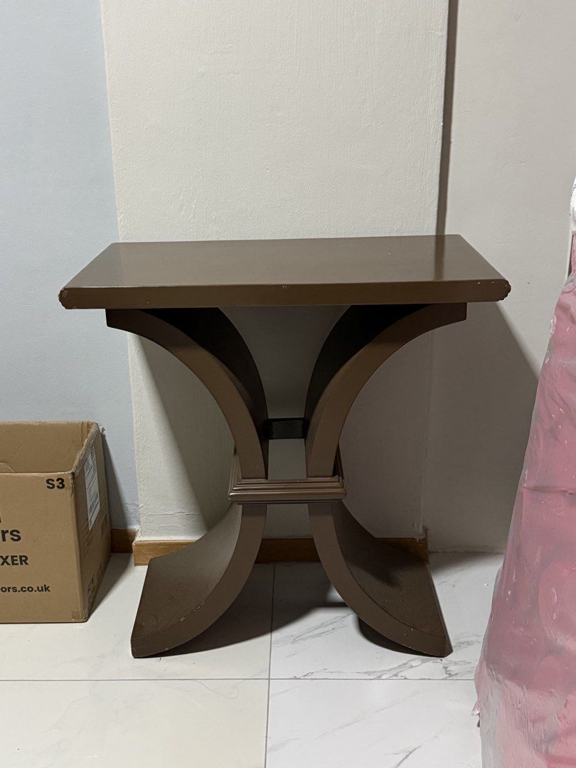 Brown Side Table (Category: Tables & Sets) located in Singapore. Submitted by sweetlittlethingss (Listing ID 1421875951, Image 2). Description: Selling it for $50 A few small chips Please arrange your own delivery.
