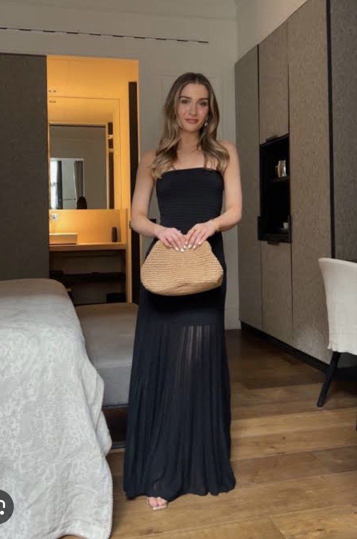 COS Knitted Bandeau Black Pleated Maxi Dress Not Zara, Women's Fashion,  Dresses & Sets, Dresses on Carousell