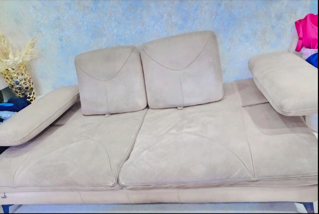 Extendable sofa (Category: Sofas) located in Singapore. Submitted by ankita.akshat.atharv (Listing ID 1421862465, Image 3). Description: Italian suede leather sofa great condition 2 sitter extandable to 4 sitter or a 2 person bed..