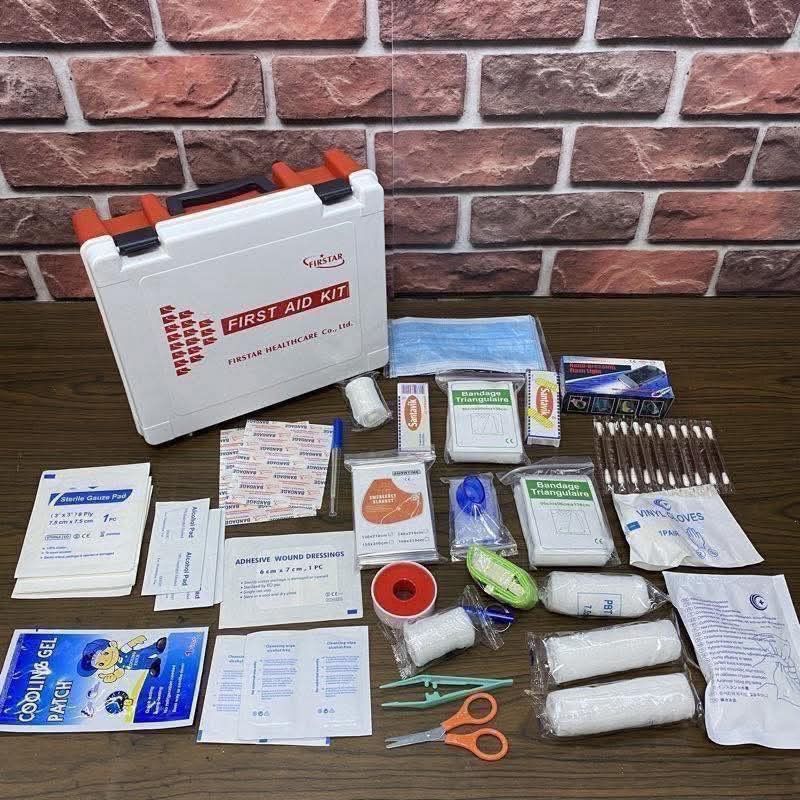 Firstar First Aid Kit (Category: Medical Supplies & Tools) located in Manila. Submitted by yzcartph (Listing ID 1421873559, Image 3). Description: - Firstar First Aid Kit - Contains essential medical supplies - Includes bandages, gauze pads, adhesive tape, and antiseptic wipes - Perfect for home, office, or travel - Sturdy white and red plastic case for easy storage and transport.