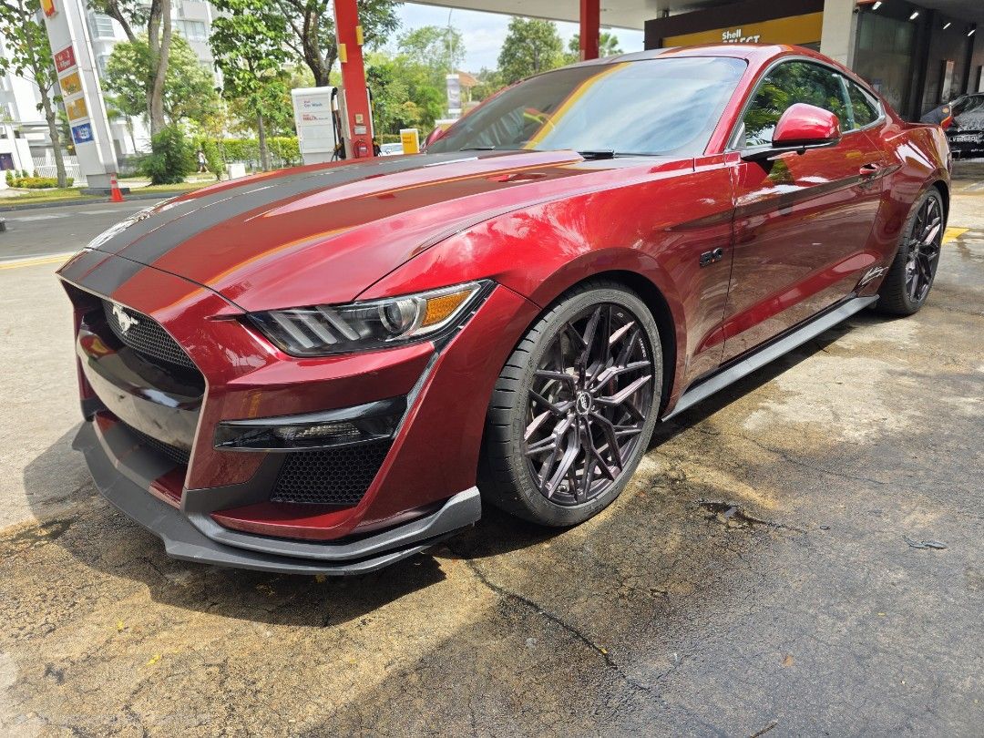 Ford Mustang 5.0 GT (A) (Category: Used Cars) located in Singapore. Submitted by swattan (Listing ID 1421873695, Image 1). Description: With Secured New 10 year COE by Motorway Upgraded the followings 1. REMUS Exhaust 2. BC BR Coil over suspension 3. 20" forged wheels 4. 14" android player 5. Full essato speakers 6. Extra battery pack 7. Front and rear anti roll bars 8. Full lower links 9. Lower control arm knuckle New paint job with racing strip