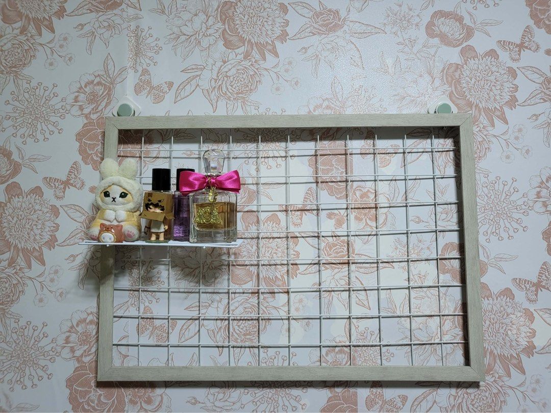 Grid Wall Decor (Wooden Grid Pegboard) (Category: Wall Decor) located in Guiguinto. Submitted by octowbr (Listing ID 1421893380, Image 1). Description: - wood not plastic! (basically wood and metal) - includes the small hanging shelf (on top of it are for size reference only) 📍bulacan.