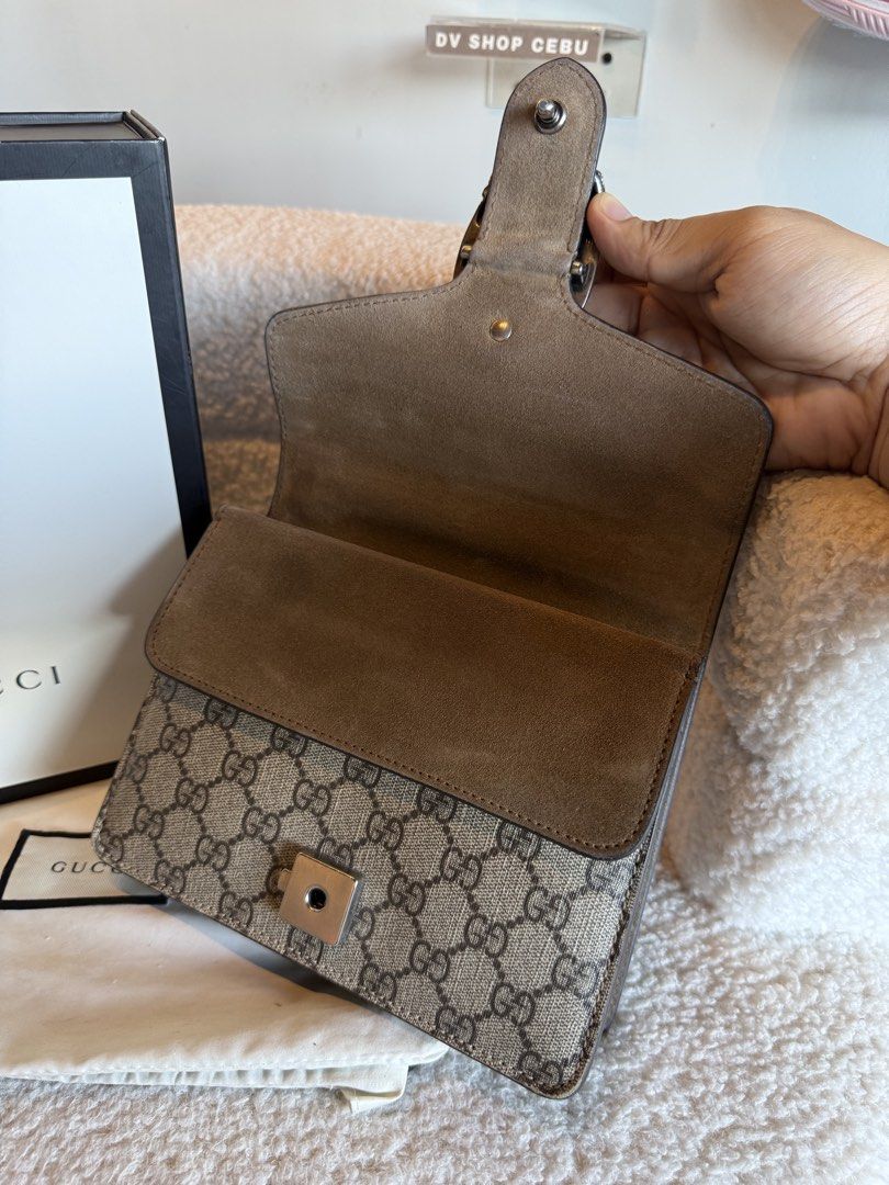 Gucci Dionysus GG Supreme Shoulder Bag (Category: Luxury Bags & Wallets) located in Lapu Lapu. Submitted by dvshopcebu (Listing ID 1421865134, Image 3). Description: PRE-OWNED LUXE — GUCCI DIONYSUS SMALL BAG The Gucci GG Supreme Dionysus Small Bag is a timeless statement piece—iconic tiger head spur closure and a structured silhouette that elevates any fit. Price: 58,000 php Condition: Used but still good condition, no issues Complete Paper Recei