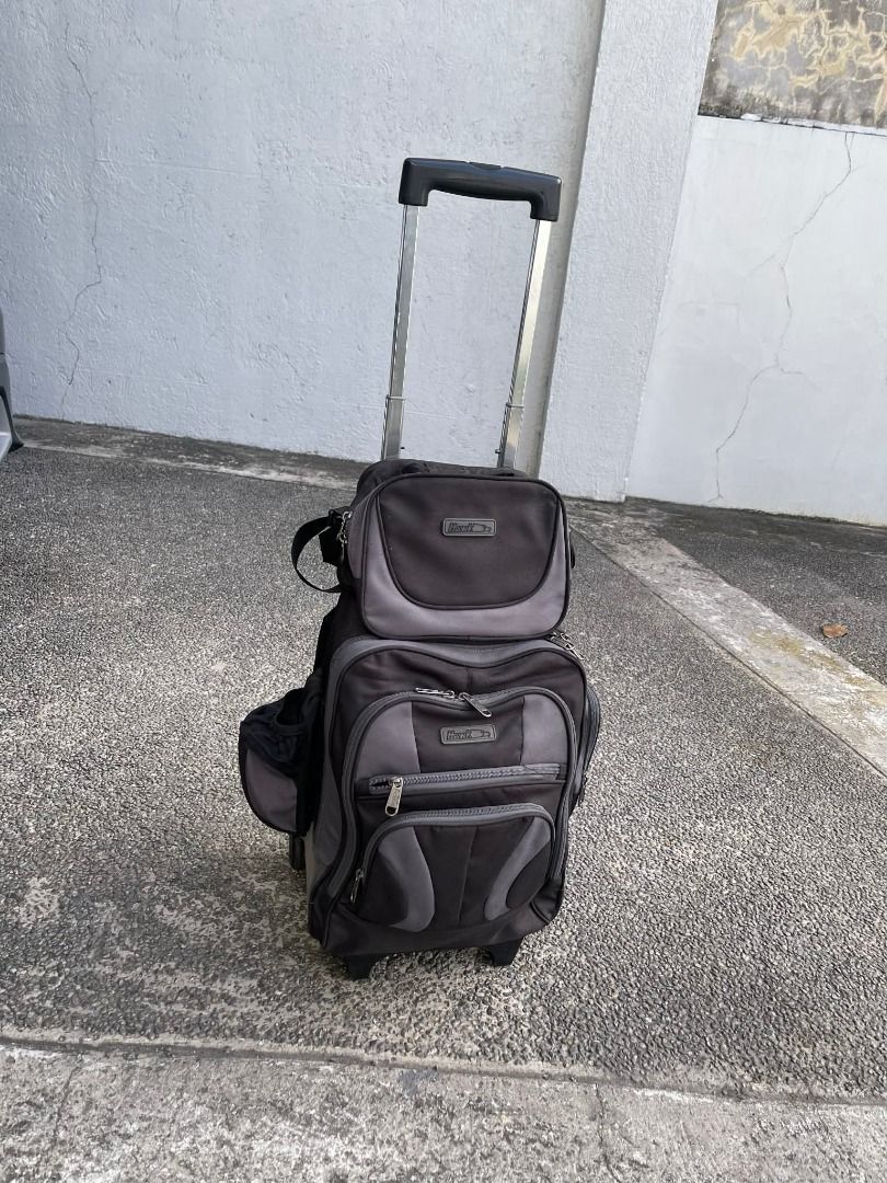 Hawk Rolling Backpack Stroller with Lunch Bag (Category: Backpacks) located in Bacoor. Submitted by krishna_boutiqueph (Listing ID 1421800260, Image 1). Description: - Hawk rolling backpack - Detachable lunch bag - Multiple compartments - Side pockets for water bottles - Retractable handle and wheels - Black and gray color - Virupro antimicrobial coating - Need Cleaning - Water tumbler not included Mall SRP Php 3,300.