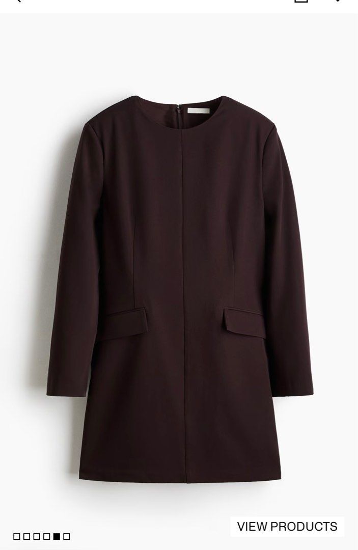 H&M Long Sleeve Dress (Category: Dresses) located in Angeles City. Submitted by gaileeee (Listing ID 1421928441, Image 1). Description: - Dark brown mini dress - Long sleeves - Round neckline - Two front pockets - Smooth - Tailored fit - Back zipper closure kakabili kulang online h&m kaso may shoulder padding sya d naman halata pro d ako komportable. .