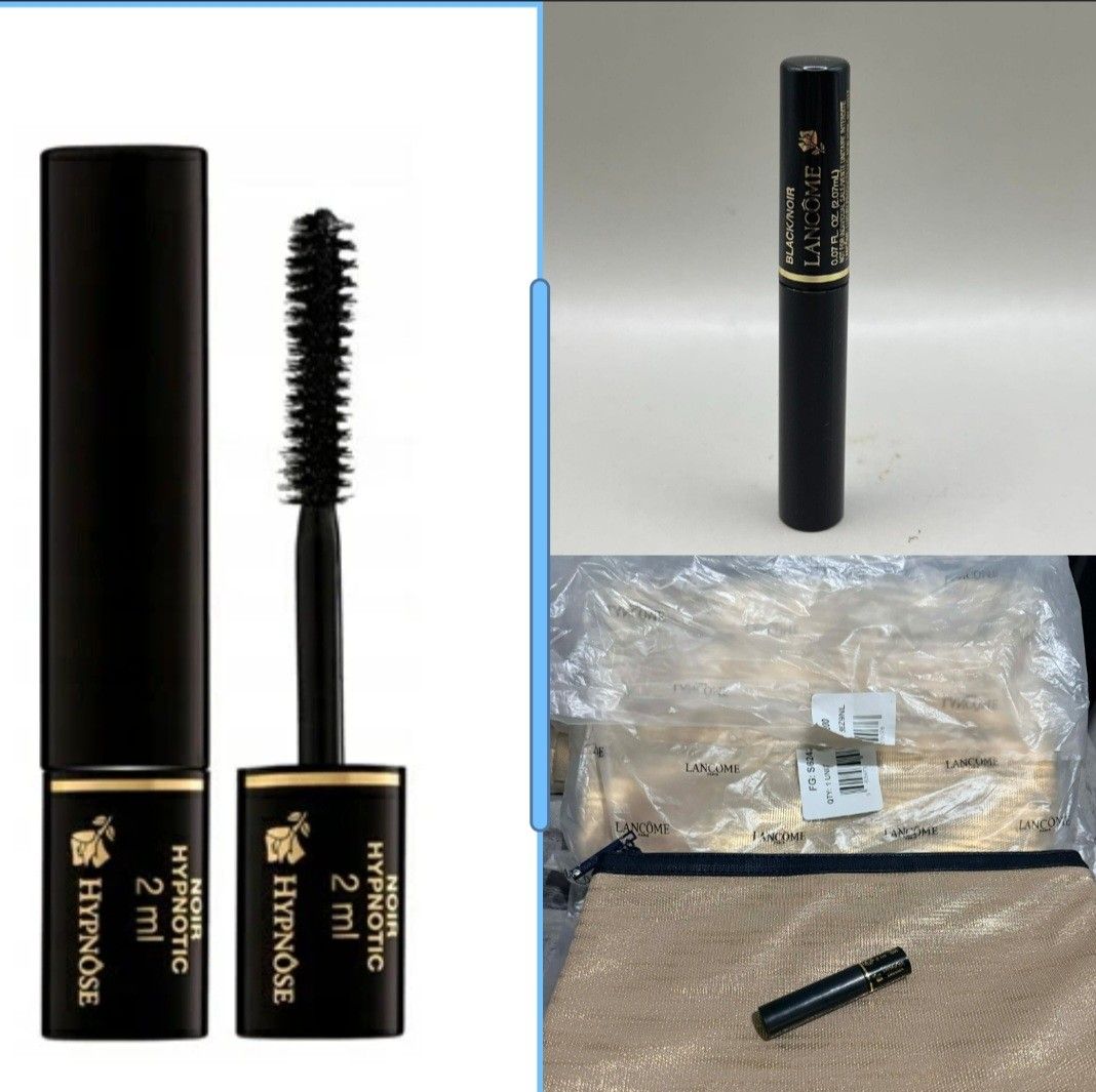 Lancôme Hypnôse Mascara 2ml (Category: Makeup) located in Las Pinas. Submitted by mystic_tragicallychic (Listing ID 1421931442, Image 1). Description: - Brand new, sealed Lancôme Hypnôse mascara. - Shade: Noir Hypnotic (black). - Size: 2ml. - Includes a gold Lancôme pouch. - Product is new and in original packaging..