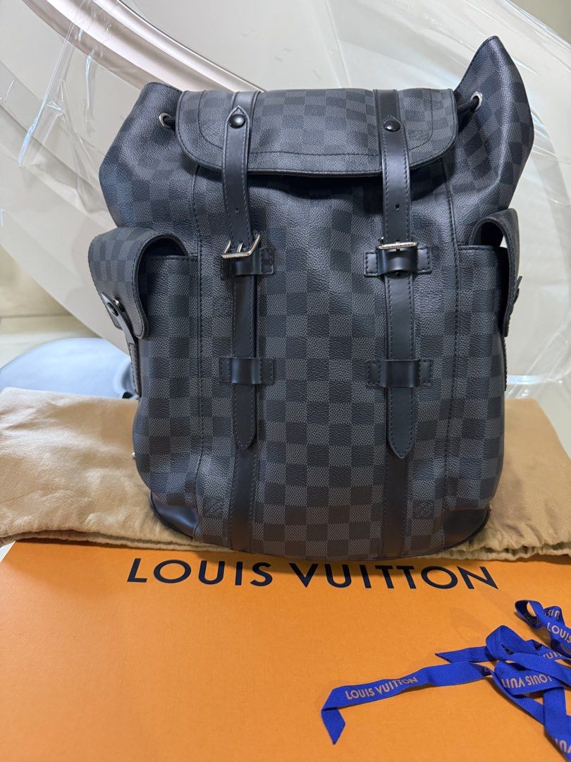 Louis Vuitton Christopher Damier Graphite Backpack (Category: Luxury Bags & Wallets) located in Quezon City. Submitted by alfred_ravelaz (Listing ID 1421818557, Image 2). Description: - Authentic Louis Vuitton Christopher Damier Graphite backpack - Iconic Damier Graphite check pattern - Includes original box and dust bag - Multiple compartments and adjustable straps - Stylish and practical for everyday use Meet at Olongapo City or Quezon City for
