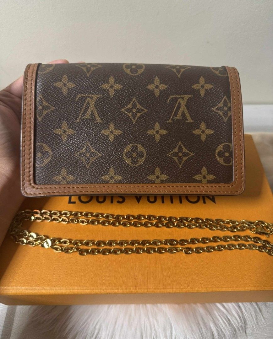 Louis Vuitton Dauphine Mini Bag (Category: Luxury Bags & Wallets) located in Las Pinas. Submitted by liezel49 (Listing ID 1421793612, Image 2). Description: Features Monogram canvas, leather trim, gold chain, and clasp closure. Includes original box. Made in France.Used twice only.