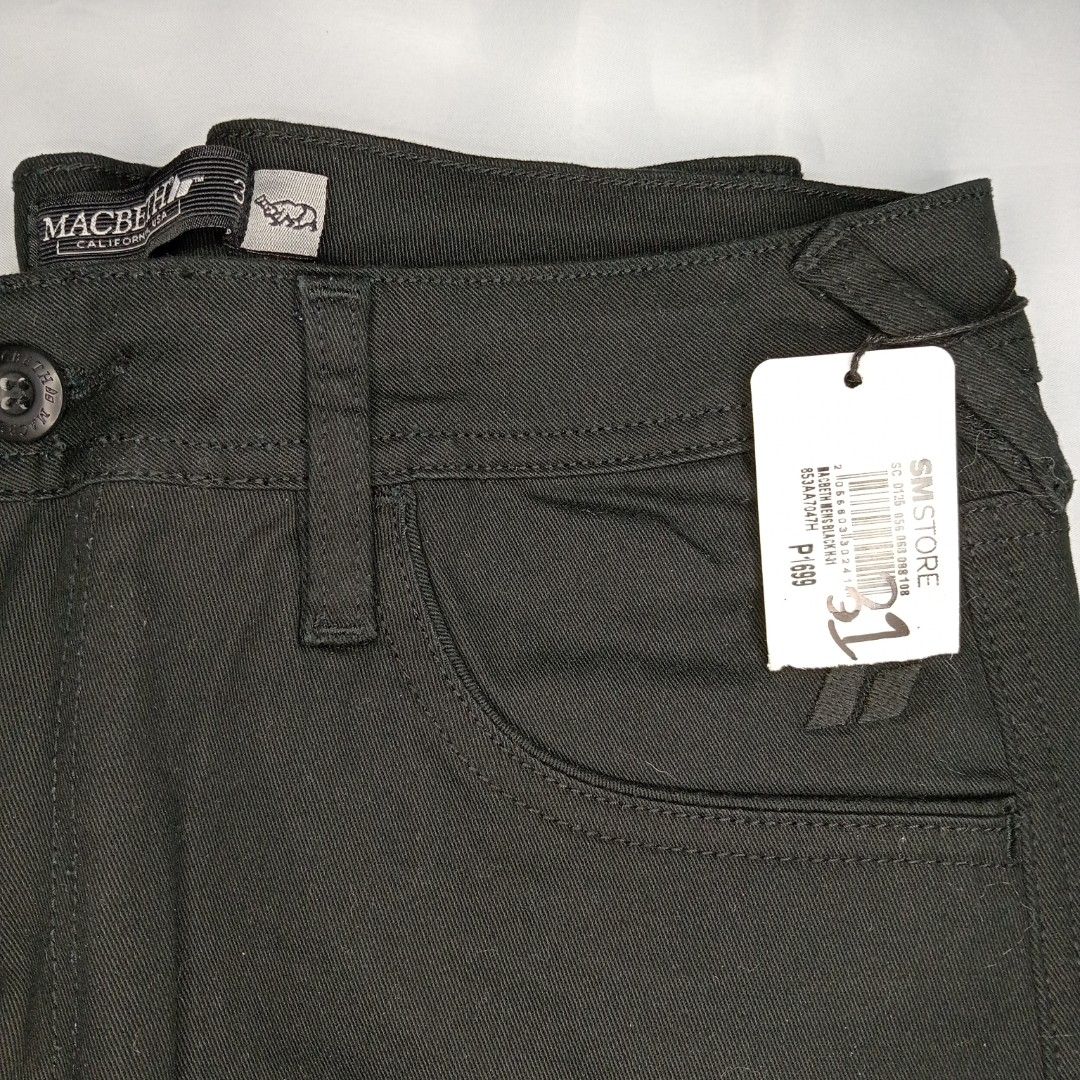 Macbeth Black Straight Cut Pants Jeans (Category: Jeans) located in Guiguinto. Submitted by eyforalpha (Listing ID 1421859085, Image 3). Description: ✿ Size 31 | Straight Cut ✿ Original Price: ₱1699 ~ ♡ Rfs: incorrect size ♡ Includes original tag from SM Store. ♡ No cancellation of order and no rushing. ✿ HAPPY SHOPPING! ✿ - visit my profile for more cheap items :).