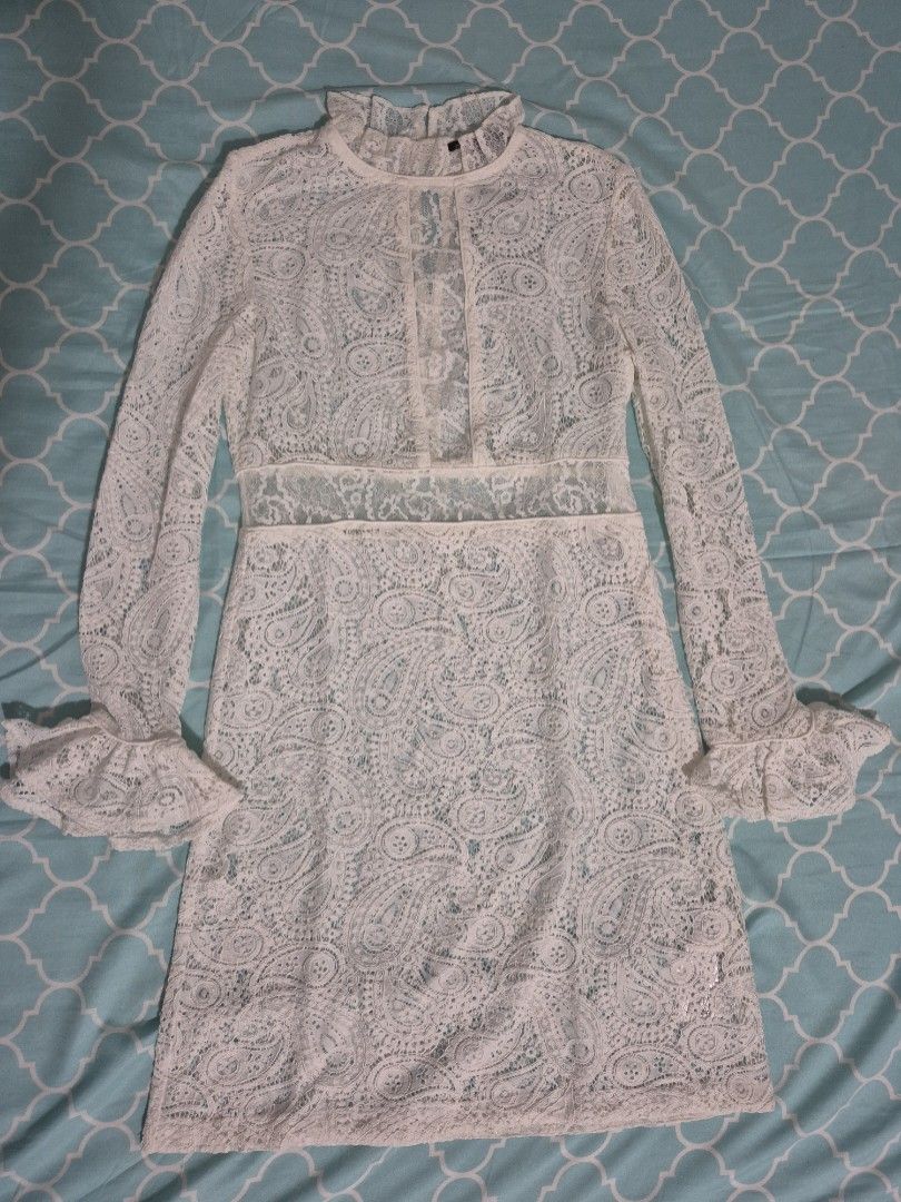 Maje White Lace Dress Size 38 (Category: Dresses) located in Makati City. Submitted by kengravs (Listing ID 1421891851, Image 2). Description: Maje Rilene Paisley mini dress fits small. waist line is 26 to 28 inches like new. used once and paired it with lace up heels best to wear as a wedding guest, dainty cafe runs, or anywhere you'd like to dress up ( or down).