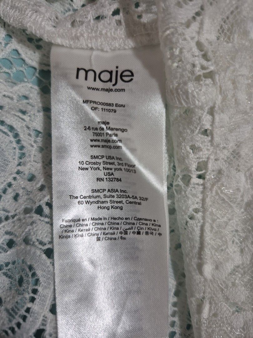 Maje White Lace Dress Size 38 (Category: Dresses) located in Makati City. Submitted by kengravs (Listing ID 1421891851, Image 3). Description: Maje Rilene Paisley mini dress fits small. waist line is 26 to 28 inches like new. used once and paired it with lace up heels best to wear as a wedding guest, dainty cafe runs, or anywhere you'd like to dress up ( or down).