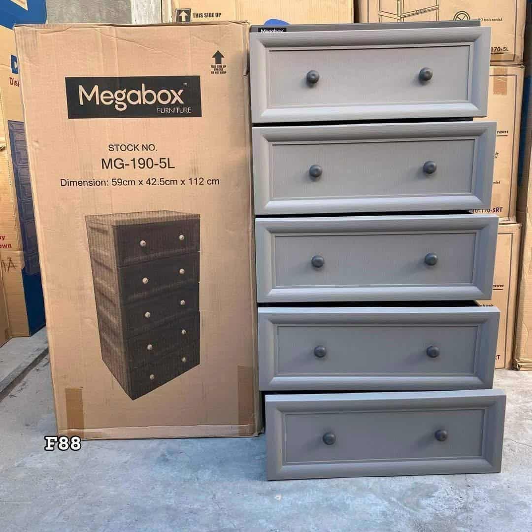 Megabox 5-Layer Drawer Cabinet (Category: Shelves, Cabinets & Racks) located in Manila. Submitted by dolorchris69891 (Listing ID 1421888420, Image 2). Description: mega box cabinet and drawer -MEGA BOX- ✅ #164 🎨gray and beige 1700 🎨beige 1700 ✅ #170 🎨gray 2950 ✅ #190 🎨gray 2950 🎨beige 2950 ✅ #186 🎨beige 4600.