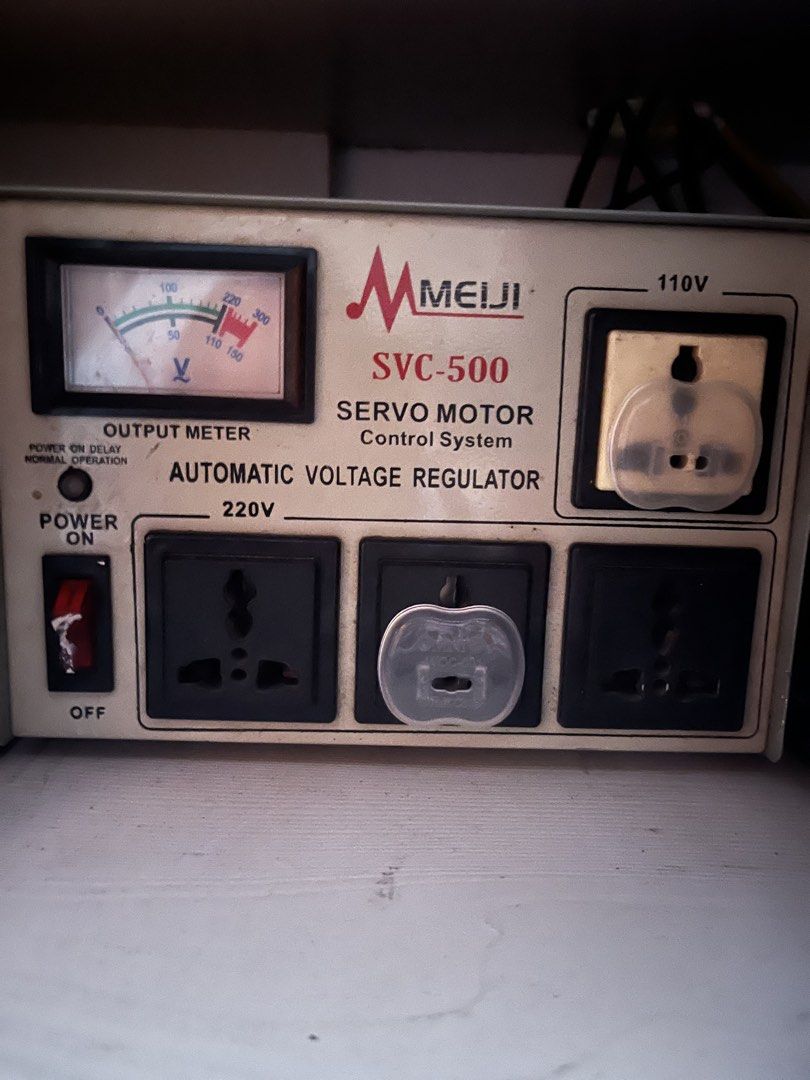 Meiji SVC-500 Automatic Voltage Regulator (Category: Electrical, Adaptors & Sockets) located in Mandaluyong City. Submitted by ekatipunan.oxychem (Listing ID 1421854571, Image 1). Description: .