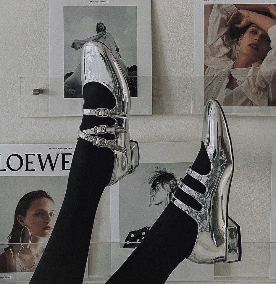Morrs Silver Mary Jane Shoes (Category: Flats & Sandals) located in Taguig. Submitted by issa23fourfive (Listing ID 1421869006, Image 2). Description: - Morrs ID Silver Mary Jane shoes - Shiny silver metallic finish - Multiple buckle straps - Low block heel - Square toe design Issues: soles are worn out but can be restored through shoe cleaning services, can bring back shine/gloss through cleaning ☺️ *Fits a size 6 but can be too tight with socks