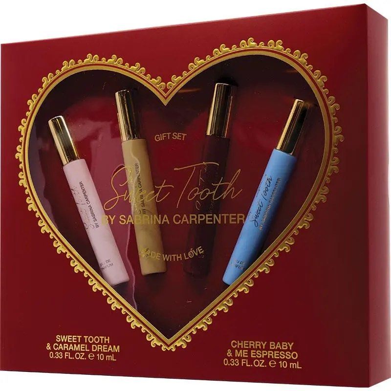 (PASABUY) Sabrina Carpenter 4 x 10ml Spray Mini Set (Category: Fragrance & Deodorants) located in Binan City. Submitted by jujutingz (Listing ID 1421921590, Image 1). Description: Pasabuy from Australia 🇦🇺 ETA: August 2026 (via sea cargo) 📍Biñan, Laguna Message to order 💌 Gentle Reminder: • ₱1,300 DOWNPAYMENT to process your order, remaining balance is to be paid upon arrival of the item/s. • No cancellation of order. • No video upon opening/