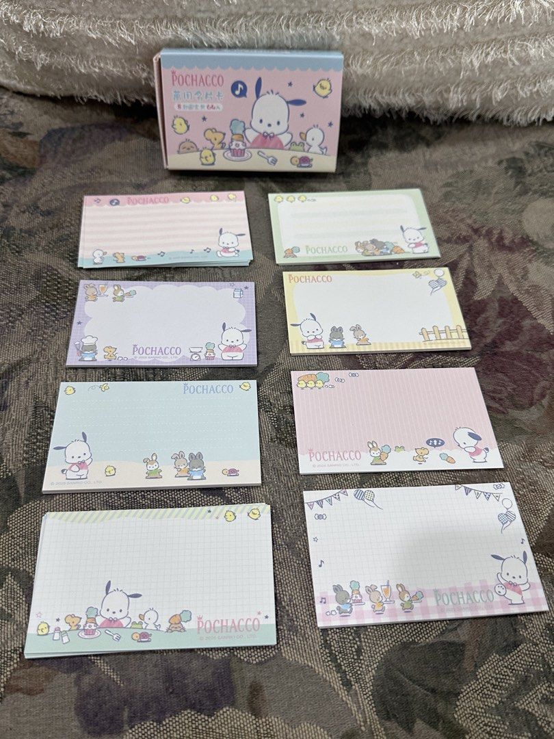 Pochacco Note cards (Category: Art & Prints) located in Manila. Submitted by mybeadshop (Listing ID 1421835345, Image 1). Description: - Adorable Pochacco note cards - Features different designs and backgrounds. - Includes a storage box. - Perfect for notes and reminders. - Great for Sanrio fans and collectors..
