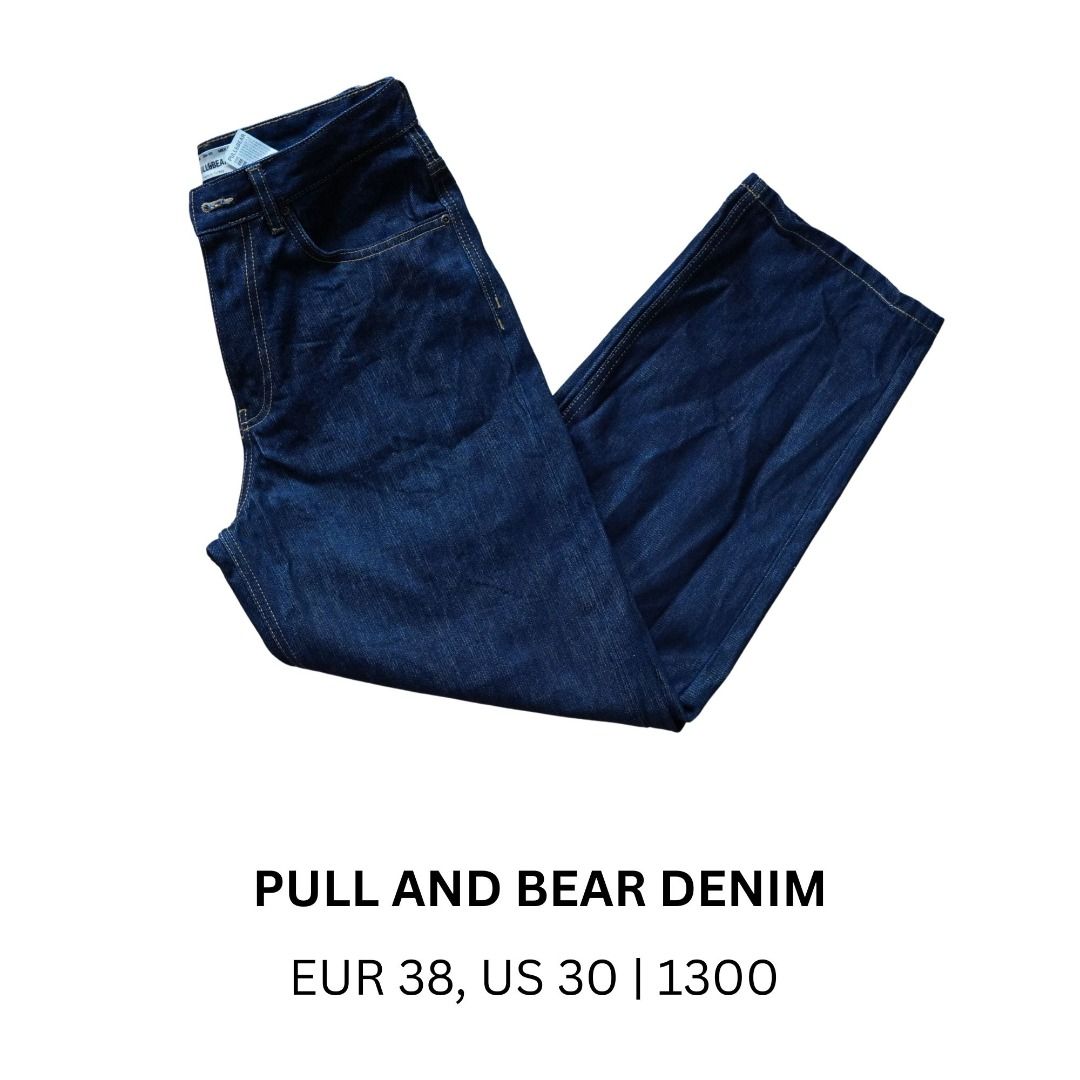 Pull and Bear Denim Jeans (Category: Jeans) located in Manila. Submitted by lorenzanomartin (Listing ID 1421906557, Image 1). Description: - Pull&Bear denim jeans in dark blue. - Size: EUR 38 / US 30. - Style: Straight leg cut. - Features: Classic five-pocket design. - Perfect for various occasions..