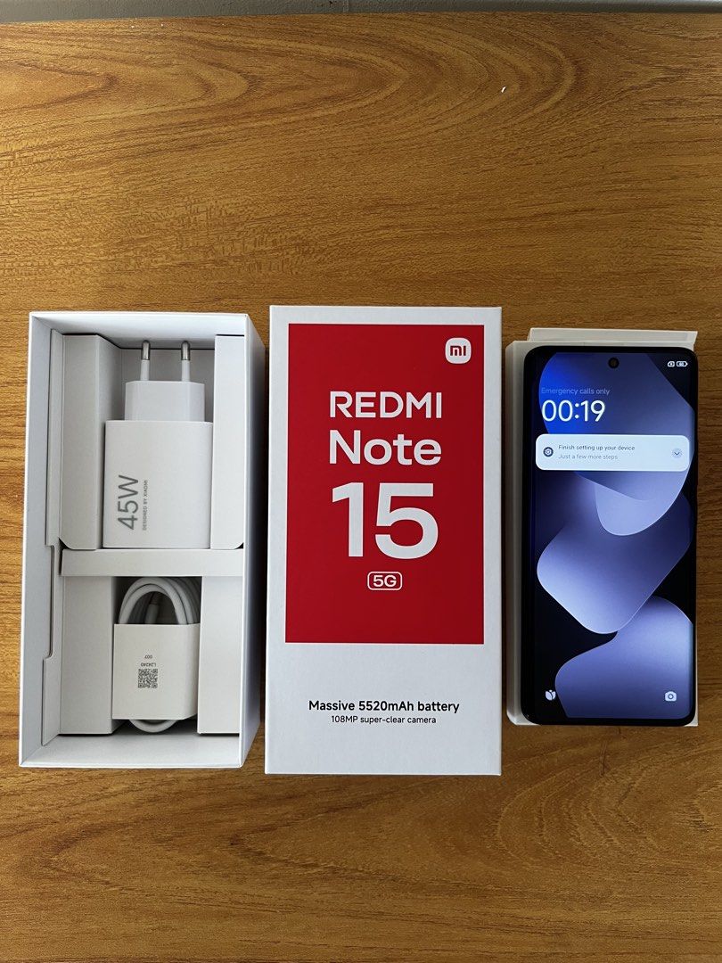 Redmi Note 15 5g (8GB+256GB) (Category: Xiaomi) located in Taguig. Submitted by sanji22 (Listing ID 1421793444, Image 1). Description: For Sale Redmi Note 15 5g Brand new! Complete package. Inopen ko lang sya to check the unit and it was all good naman. Mall Price P14,999 but selling it for just P13,500. RFS: Got the phone on raffle and will be selling it to buy ipad 😇 .
