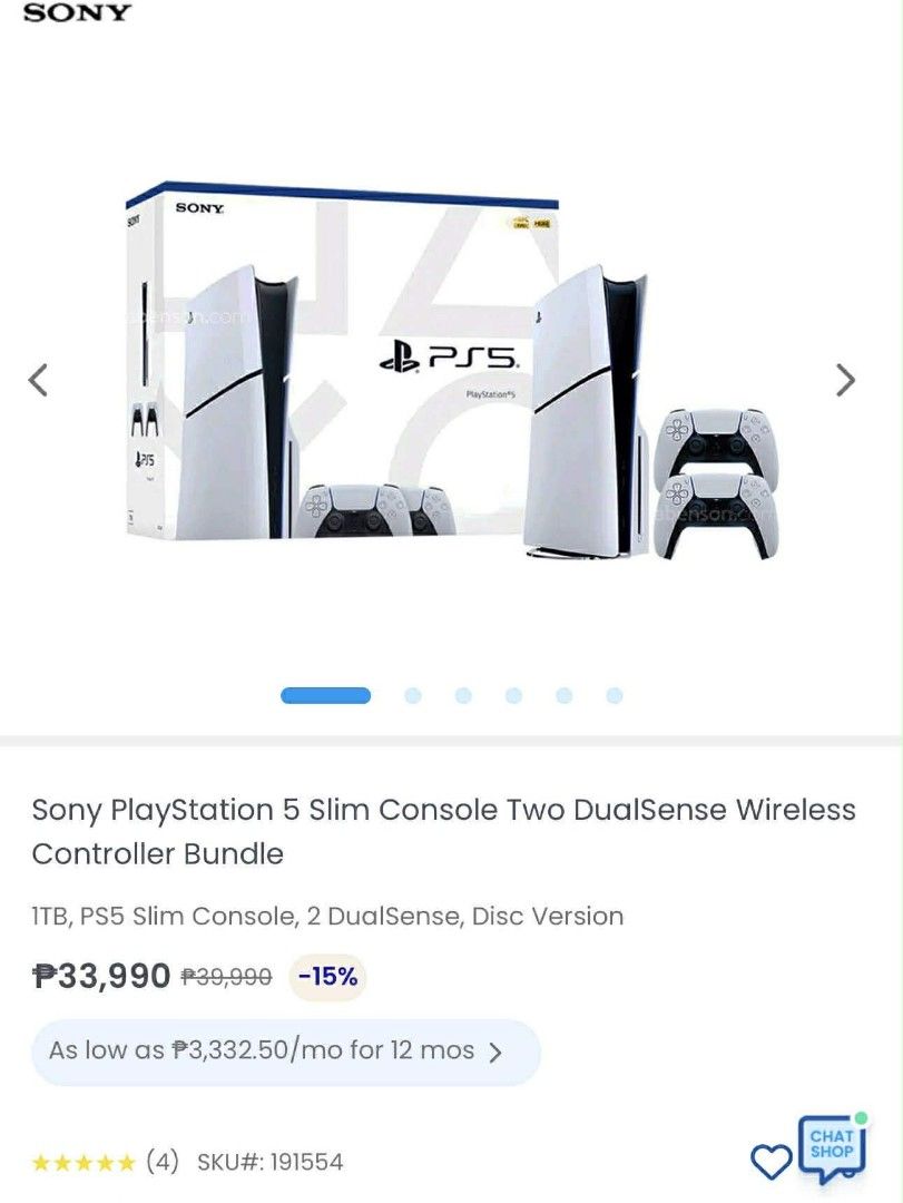 Sony PlayStation 5 Slim Console Two DualSense Wireless Controller Bundle (Category: PlayStation) located in Paranaque City. Submitted by ricocruzzz (Listing ID 1421935868, Image 2). Description: - PlayStation 5 Slim Console (Disc Version) - Includes two DualSense wireless controllers - 1TB storage capacity - Box included - No issue -Original/Authentic 100%.