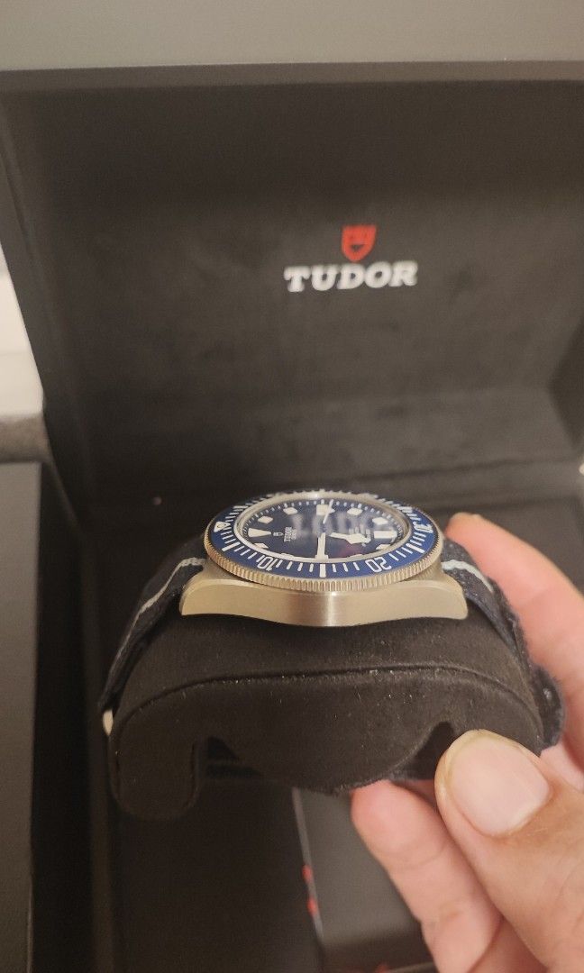 Tudor Pelagos FXD Watch (Category: Luxury Watches) located in Cebu City. Submitted by petegohan (Listing ID 1421865749, Image 3). Description: Personal seller, not a professional resseller. Well maintained watches, properly stored, down sizing collection used but well taken care of, has slight hairline scratches thats normal with titanium cases but bezel and insert is prestine no damage. COMPLETE BOX AND WARRANTY CARD. iconic Tudor smurf blue dia