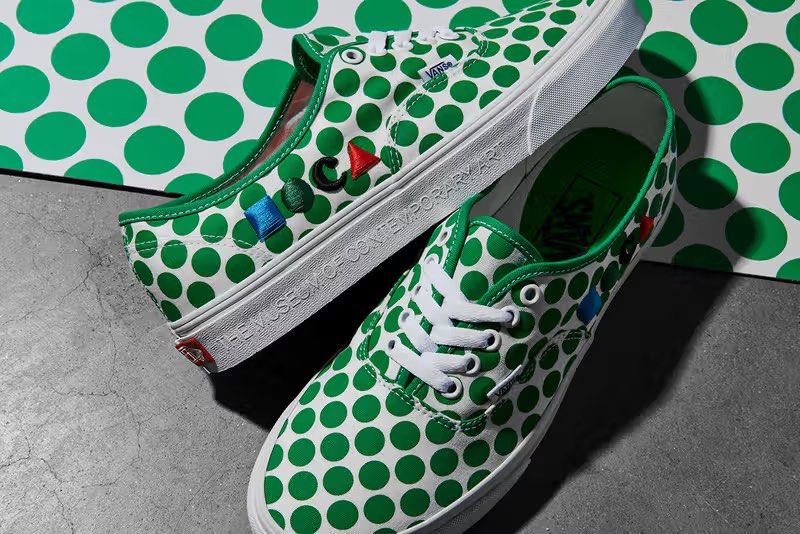 Vans x MoCa Sneakers (Category: Sneakers) located in Taguig. Submitted by issa23fourfive (Listing ID 1421861069, Image 1). Description: - Vans Authentic sneakers - Unique green polka dot design - White laces and sole - Green inner lining - Colorful embroidered details - Vans logo on the side - MoCa logo on the sole - Box not included.