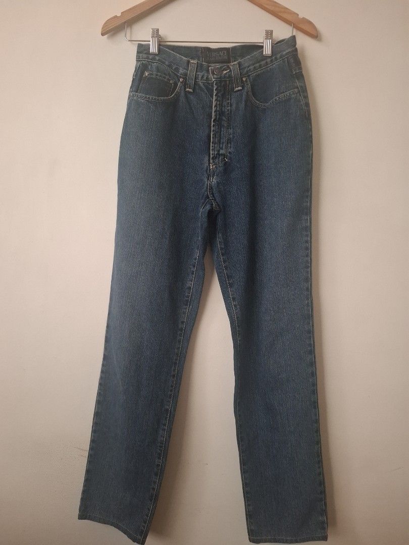 Versace Jeans Couture Denim Jeans (Category: Jeans) located in Quezon City. Submitted by cncarousel (Listing ID 1421852708, Image 1). Description: - Authentic Versace Jeans Couture denim jeans - Classic straight-leg fit - Dark wash - Button fly - Five-pocket design - Made in Italy - Size 28, Waist 42 - Versace Jeans Couture logo detail.
