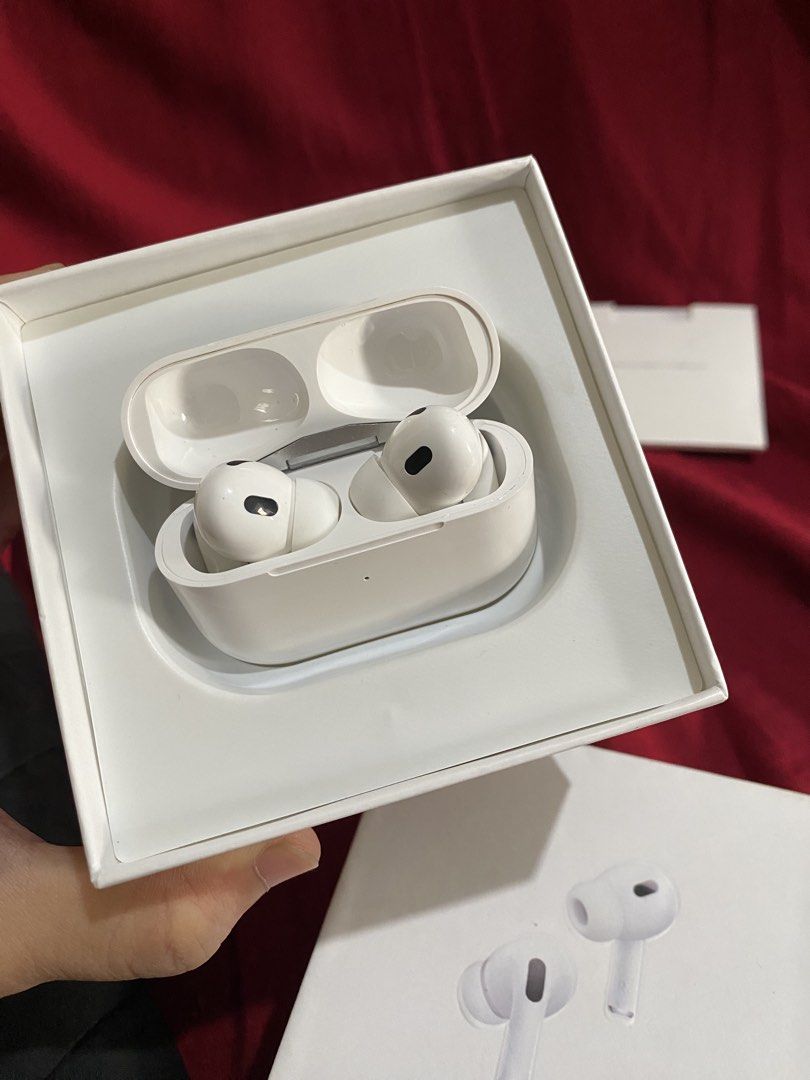 Airpods Pro 2 (Category: Portable Audio Accessories) located in Manila. Submitted by grandcat_7981a9 (Listing ID 1421984947, Image 1). Description: AIRPODS PRO 2 Premium •COMPATIBLE WITH IPHONE & ANDROID •GPS / TRACKER / FIND MY IPHONE •CAN CHANGE NAME •POP UP FUNCTION (FOR IOS ONLY ) •5 TO 6 HOURS LISTENING MUSIC •TOUCH CONTROL •IN EAR DETECTION •SWEAT RESISTANCE •SPATIAL AUDIO •8D BASS / SUPER BASS •BLUETOOTH 5.0.