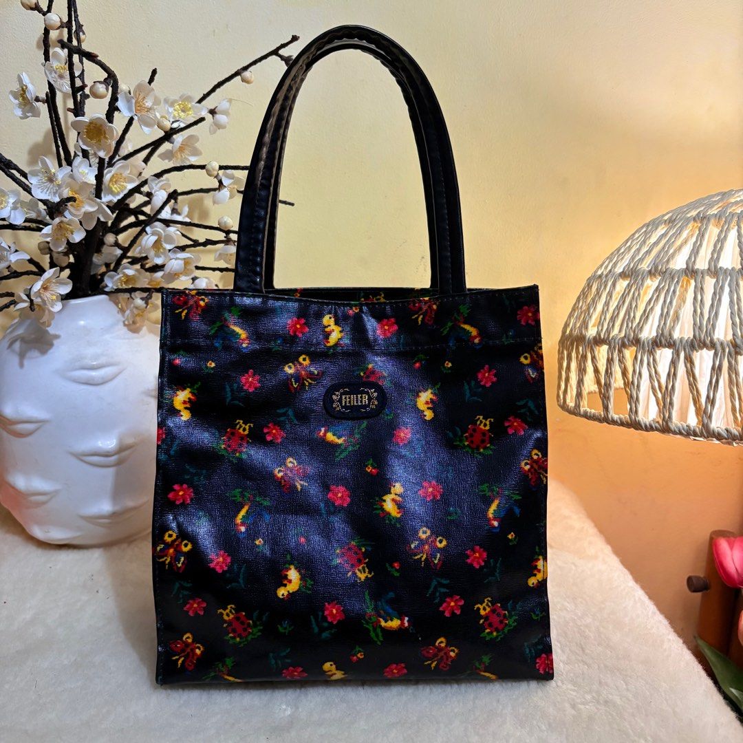 Authentic Feiler Black Floral Tote Bag (Category: Tote Bags) located in Binangonan. Submitted by makoleksyon (Listing ID 1421951557, Image 1). Description: Brand new condition Like new No flaws Pwede pang gift Bought in Japan 💯 % Authentic Money back guarantee .