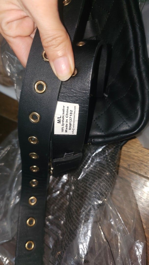 Bebe Quilted Belt Bag (Category: Cross-body Bags) located in Manila. Submitted by sereenity (Listing ID 1421955885, Image 3). Description: - Black Bebe belt bag - Quilted design - Gold zipper - Bebe logo on front - Includes black belt with gold eyelets - Features chain strap - Made in China.