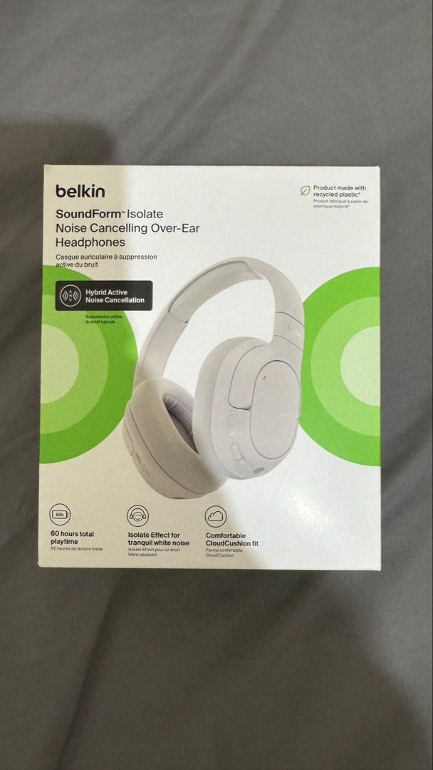 Belkin SoundForm Isolate Noise Cancelling Headphones (Category: Headphones & Headsets) located in Mandaluyong City. Submitted by khriscruz (Listing ID 1421963361, Image 1). Description: BRAND NEW and NEVER OPENED Brand new price: P2,990 - Belkin SoundForm Isolate Over-Ear Headphones - Hybrid Active Noise Cancellation (ANC) - 60 Hours Total Playtime - Isolate Effect for Tranquility - Comfortable Cushion Fit - Bluetooth Connectivity - Includes Char