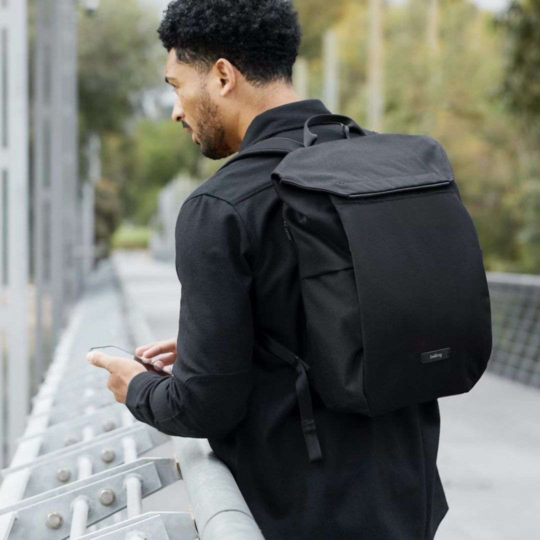 Bellroy Melbourne Backpack - Black (Category: Backpacks) located in Quezon City. Submitted by cleanspaceph (Listing ID 1421980811, Image 1). Description: - Bellroy Melbourne Backpack in sleek black. - Stylish roll-top design with secure magnetic closure. - Padded laptop sleeve for device protection. - Multiple internal pockets for organized storage. - Crafted from durable, water-resistant material. - Comfortable adjustable shoulder straps. - Conv