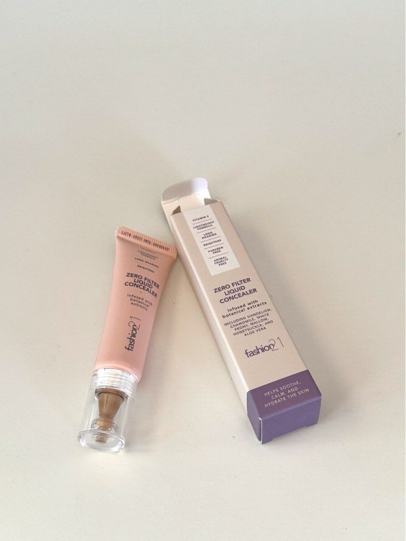 BRAND NEW Fashion21 Zero Filter Liquid Concealer (Category: Makeup) located in Muntinlupa City. Submitted by alexstufff (Listing ID 1421968048, Image 1). Description: Brand New! Never used concealer RFS: already have the exact shade.
