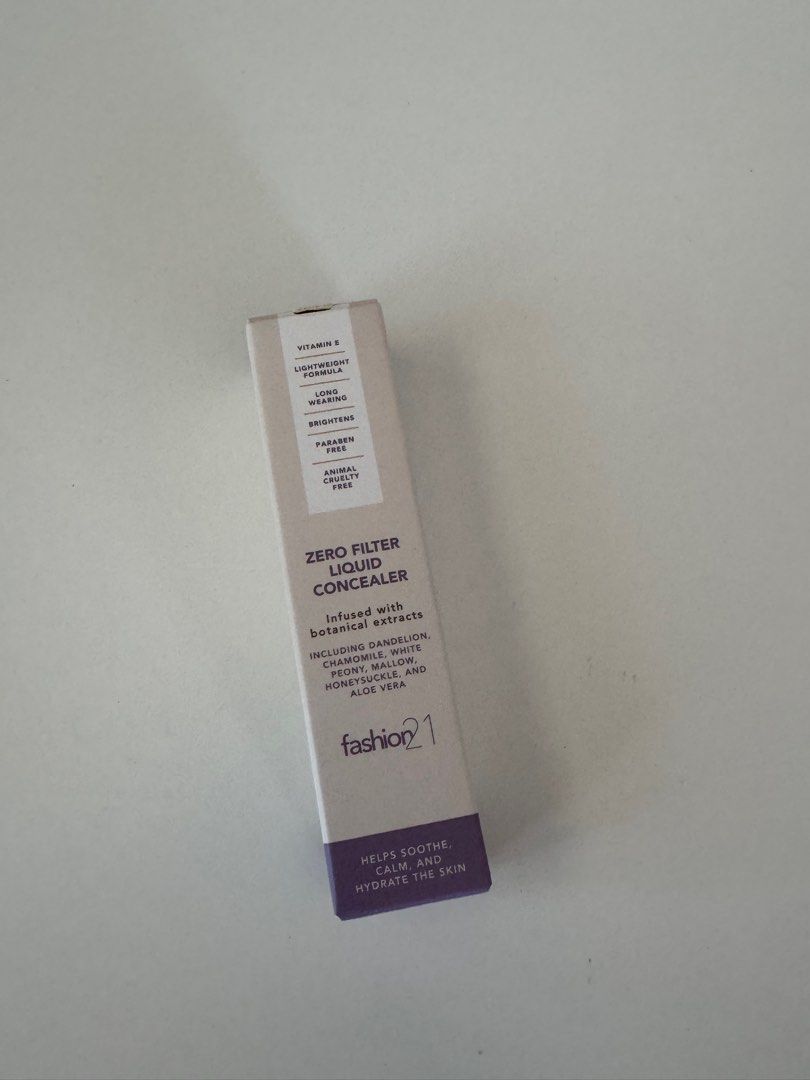 BRAND NEW Fashion21 Zero Filter Liquid Concealer (Category: Makeup) located in Muntinlupa City. Submitted by alexstufff (Listing ID 1421968048, Image 3). Description: Brand New! Never used concealer RFS: already have the exact shade.