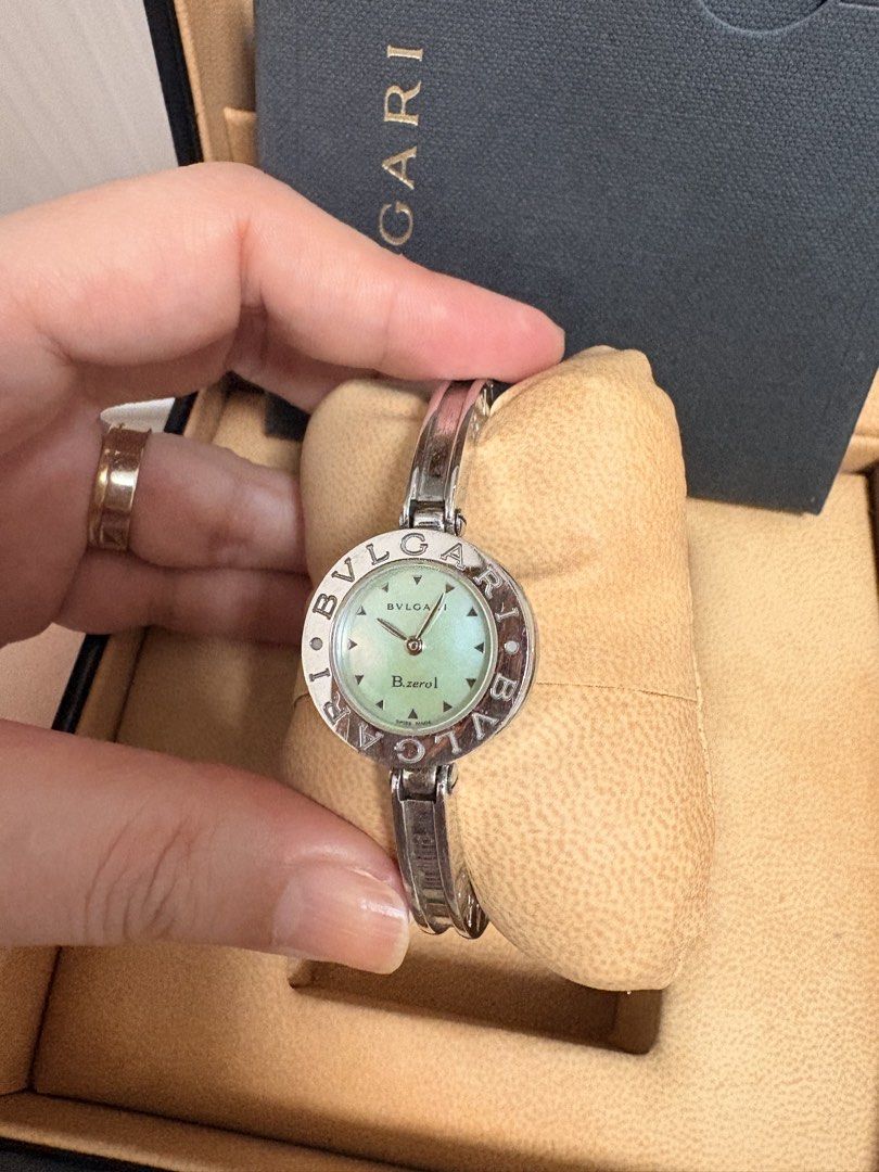 Bvlgari B.zero1 Watch (Category: Luxury Watches) located in Naga. Submitted by christinescollections (Listing ID 1421963077, Image 2). Description: - Authentic Bvlgari B.zero1 watch - Features a silver-tone bracelet - Elegant light green dial - Bangle style design - Includes original box and paperwork - Bvlgari logo visible Open for 3months lay away no interest with 20% downpayment. .