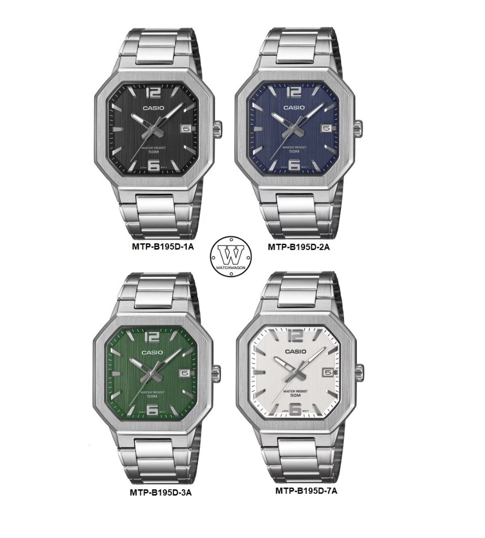 🔥🔥Casio MTP-B195D Octagonal Dial Stainless Steel Analog Steel Bracelet ...