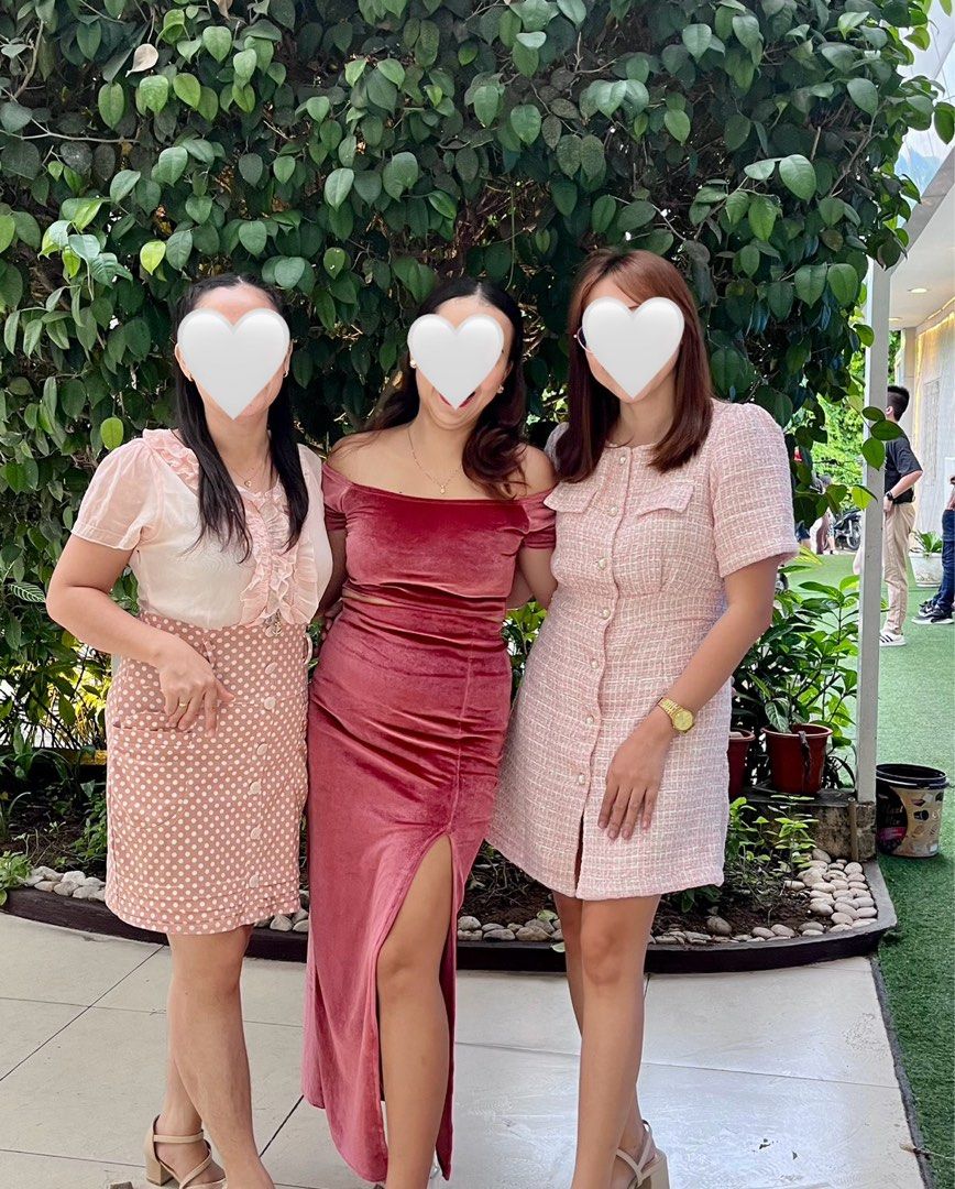 DAZY Pastel Pink Tweed Dress (Medium) (Category: Dresses) located in Consolacion. Submitted by declutterwithzel (Listing ID 1422063621, Image 2). Description: Size: MEDIUM Shoulder: 35 cm, Bust: 90 cm, Waist Size: 76 cm, Length: 82 cm, Sleeve Length: 23.5 cm, Cuff: 34 cm Bought in SHEIN last 2023 for 1,250php. Worn once for a wedding. Very cute and elegant. Lakas maka korean! 😂.