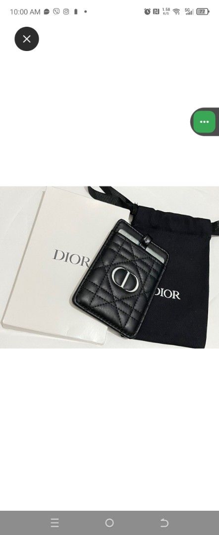 Dior Card Holder Mirror (Category: Luxury Bags & Wallets) located in Taguig. Submitted by blessedlupie (Listing ID 1422027434, Image 1). Description: - Authentic Dior card holder - Black quilted leather - Features the iconic CD logo - Includes dust bag and box - Perfect for cards and small essentials - Stylish and practical.