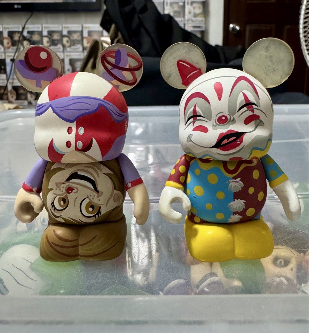 Disney Vinylmation Clown Figures (Category: Designer & Blind Box Toys) located in Cainta. Submitted by arahdes (Listing ID 1422017512, Image 1). Description: - Disney Vinylmation clown figures.The Clown and The Horror - Features two unique clown designs. - Both figures have Mickey Mouse ears. - Collectible items. Sold as set. Fixed price.