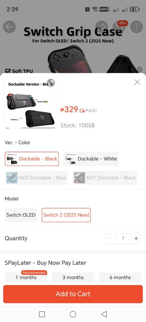 Dockable Switch Grip Case - Switch 2 (Category: Nintendo) located in Quezon City. Submitted by gotchia2020 (Listing ID 1421983697, Image 1). Description: - Dockable Switch Grip Case for Switch 2 (2025 New) - Made of soft TPU material - Provides a comfortable and secure grip - Dockable design for easy charging - Available in black and white colors.