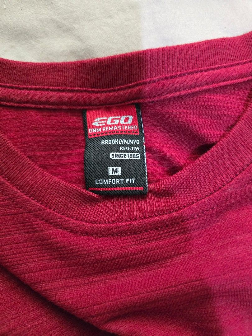 EGO Brooklyn NYC Long Sleeve Shirt - Medium (Category: Tshirts & Polo Shirts ) located in Valenzuela. Submitted by SecondChances (Listing ID 1421976834, Image 3). Description: - EGO long sleeve shirt - Maroon body with navy blue accents - Crew neck - Vertical navy blue stripe detail - Size: Medium - Brand logo on inside collar - Textured fabric.