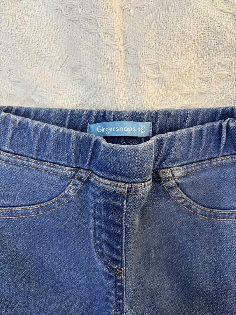 Gingersnaps Denim Jeans / Pants - Size 2 (Category: Babies & Kids Fashion) located in Cavite. Submitted by decluttererminer (Listing ID 1422044257, Image 3). Description: - Gingersnaps denim jeans - Size 2 - Elastic waistband for comfort - Faux pockets - Classic blue color - Comfortable denim material - Visible stitching details - Suitable for everyday wear - First owner (my baby girl) - Last price posted - Washed - Mode of payment: GCash/BPI - M
