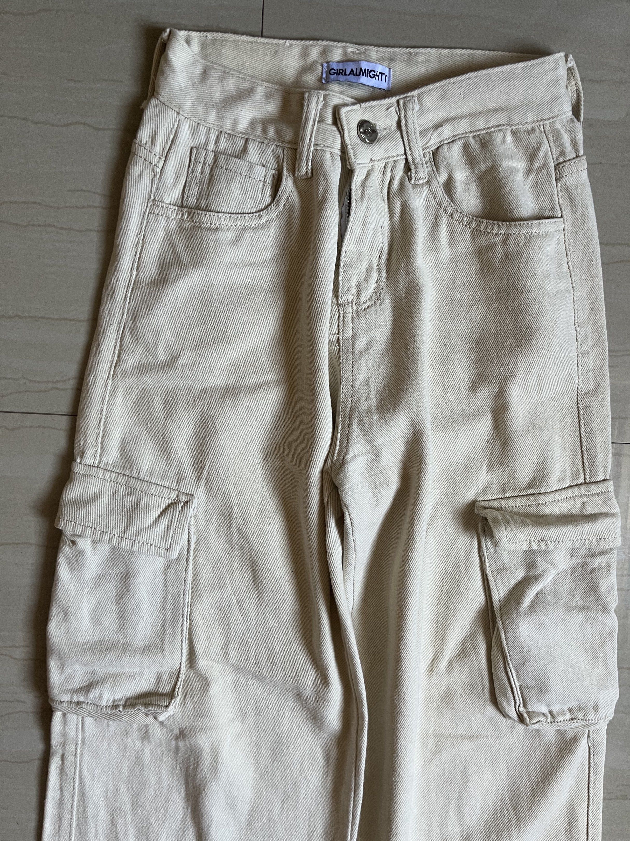 Girl Almighty Cargo Pants (Category: Other Bottoms) located in San Pedro. Submitted by tinybubbless (Listing ID 1421957757, Image 2). Description: - Girlal Mighty cream cargo pants - Straight wideleg design - like new!! - used once .