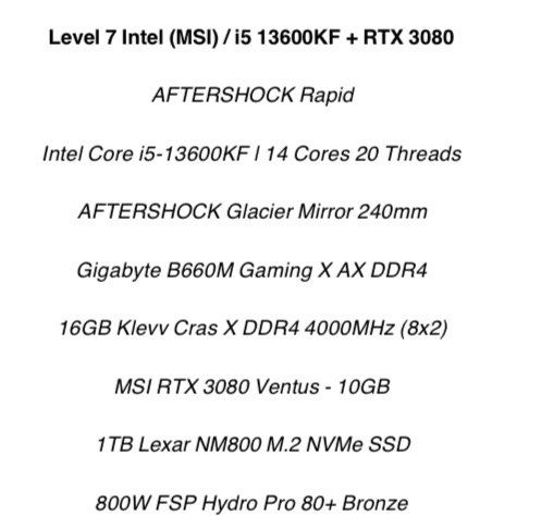 Intel i5-13600KF Rtx308065605024688897111