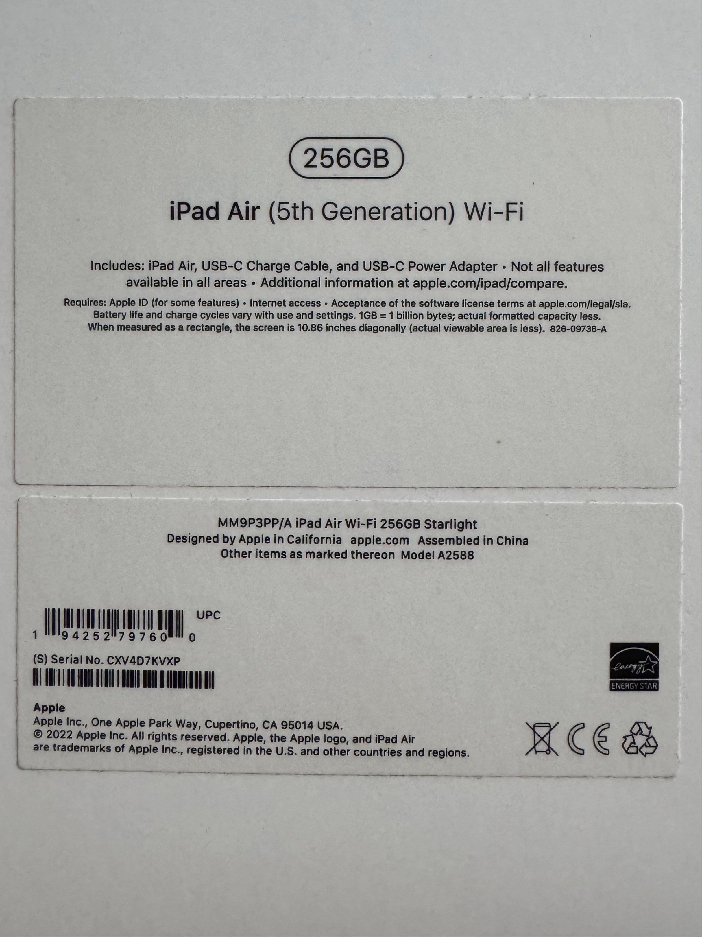 iPad Air (5th Gen) Starlight 256GB Wifi (Category: iPad) located in Manila. Submitted by rexign_ (Listing ID 1421973361, Image 3). Description: From Php 43,890 original price. 99% Battery Health per analytics data. Comes with the free case..