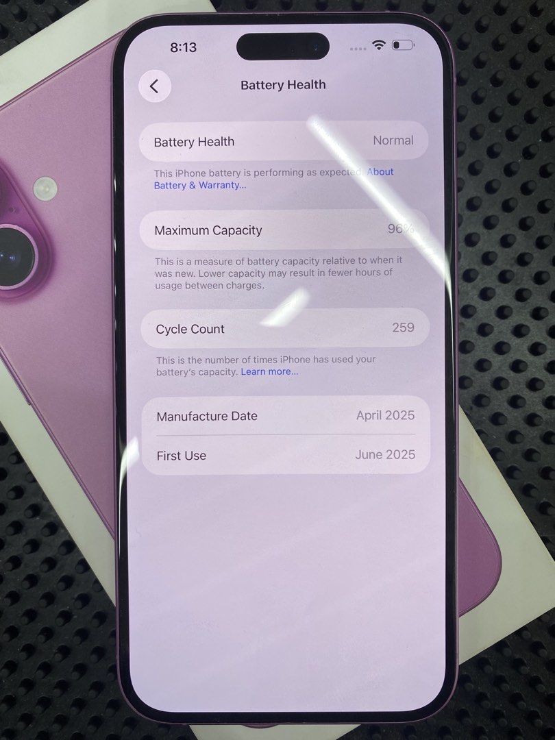 Iphone 16 Plus (Category: iPhone 16 Series) located in Baguio. Submitted by alexamae0151867 (Listing ID 1422030226, Image 3). Description: Iphone 16 Plus 128GB STORAGE 96% Battery Health | 259 Cycle Counts Under Apple Warranty until June 2026 and same serial box Freebies Included For Sell or For Swap (Top-up depends on unit) 98% Smooth No Repairs 100% Original Parts NTC Approved .