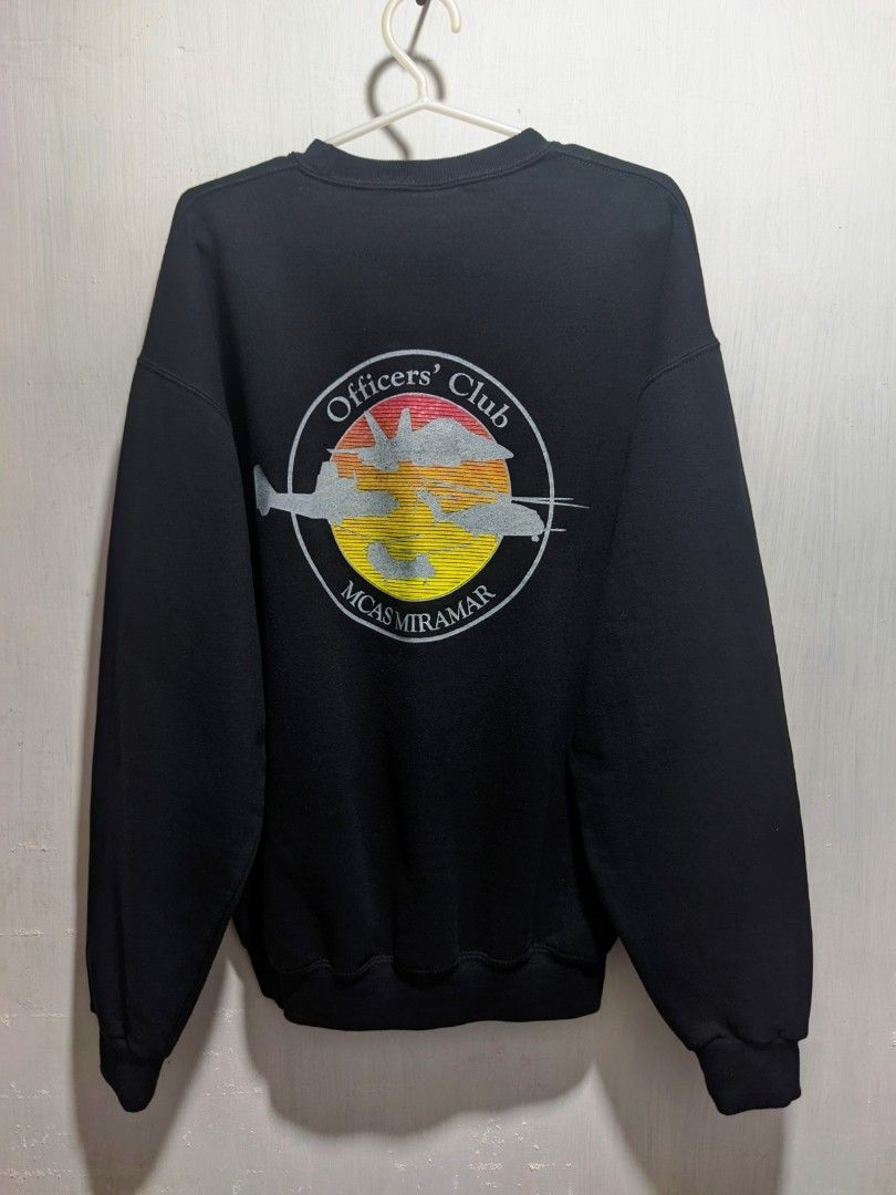 Jerzees Officers' Club Sweatshirt - Medium (Category: Coats, Jackets and Outerwear) located in Dasmarinas. Submitted by _thrift.lang_ (Listing ID 1422021642, Image 2). Description: - Black Jerzees sweatshirt - Features Officers' Club design on the back - Small logo on the front - Crew neck and long sleeves - Size: Medium - Material: Cotton/polyester blend.