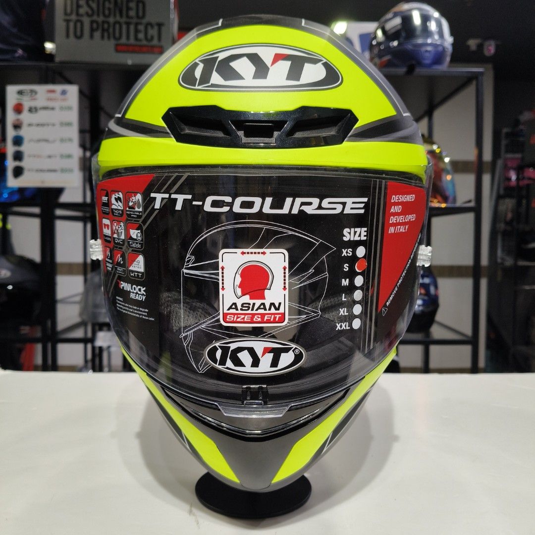 KYT TT-COURSE ELECTRON MATT BLACK FLOU YELLOW HELMET, Motorcycles ...