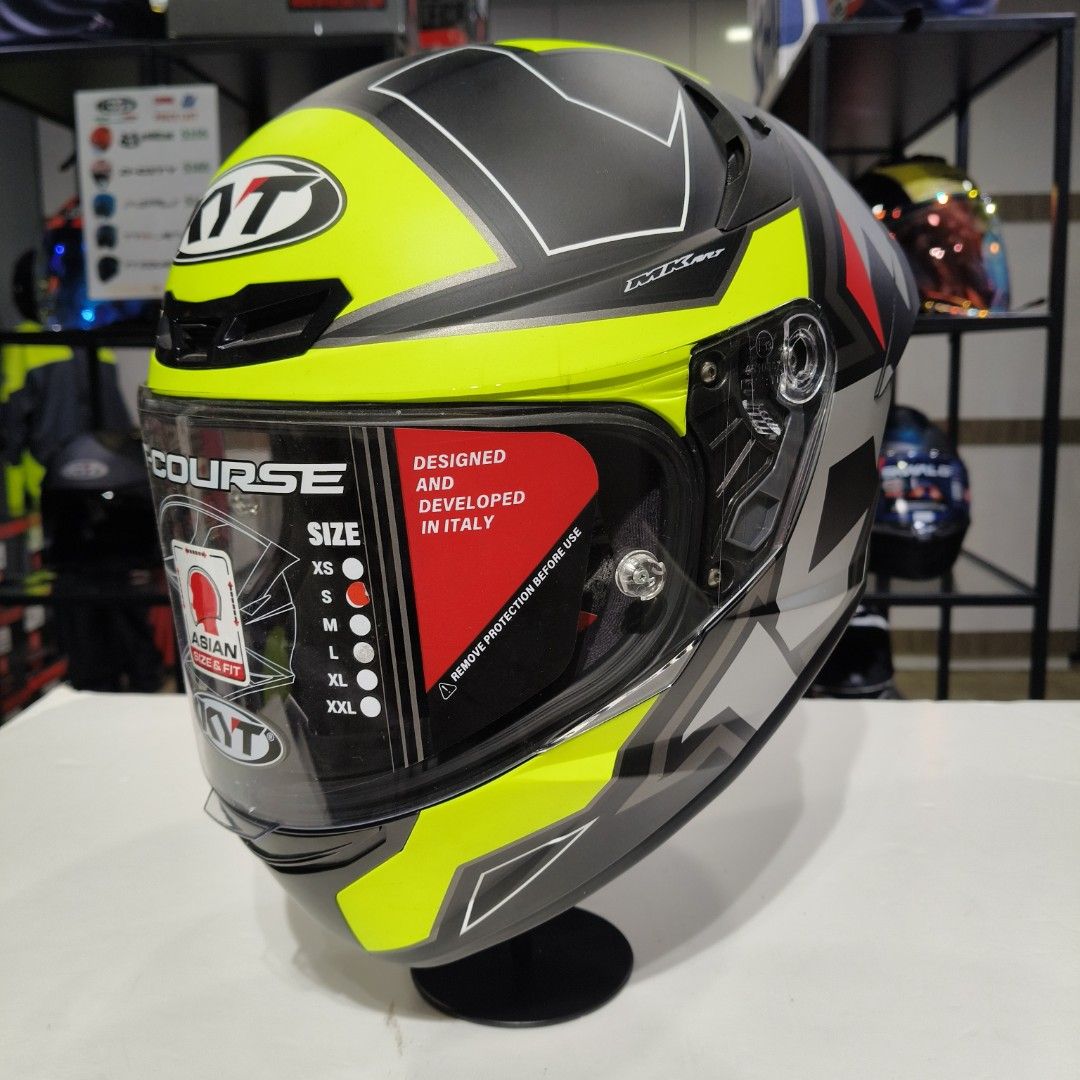 KYT TT-COURSE ELECTRON MATT BLACK FLOU YELLOW HELMET, Motorcycles ...
